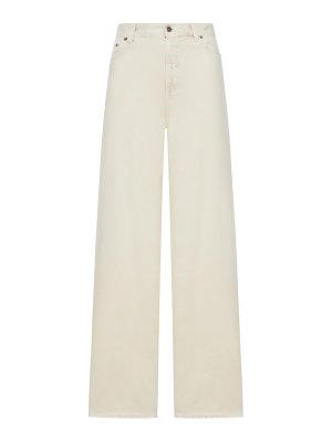 GOLDEN GOOSE: jeans dritti, a sigaretta - Jeans a gamba larga in denim di cotone