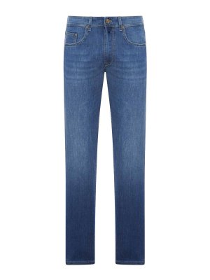 INCOTEX: straight leg jeans - Slim Fit.mes
dium Wash Cotton Denim Jeans