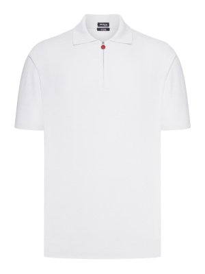 KITON: polo shirts - Solid Color Cotton Knitted Polo Shirt