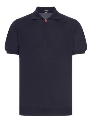 KITON: polo shirts - Solid Color Cotton Knitted Polo Shirt