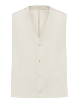 LARDINI: vests - Tailored Linen And Cotton Blend Vest