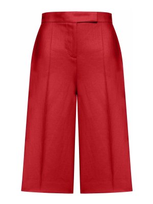 Max Mara: Trousers Shorts - Kaki Linen Bermuda Shorts