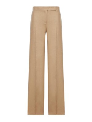 Max Mara: casual trousers - Regular Fit Trousers In Linen Natt