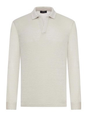 NOME: polo shirts - Long-Sleeved Linen Polo Shirt
