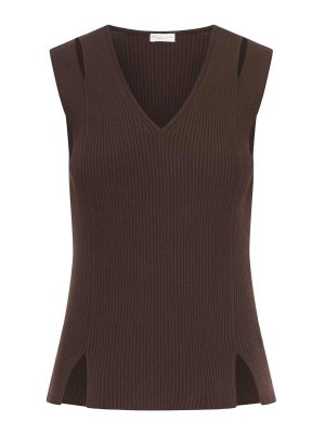 ROBERTO COLLINA: Tops & Tank tops - Sleeveless Top In Vertical Ribbed Knit