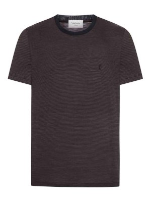 SAINT LAURENT: t-shirts - Cassandre T-Shirt In Striped Wool