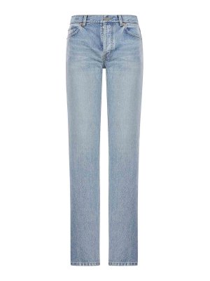 SAINT LAURENT: straight leg jeans - High-Waisted Straight-Leg Cotton Jeans