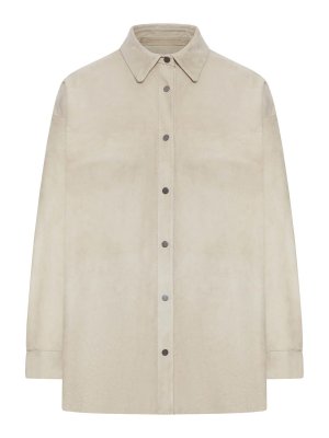 SALVATORE SANTORO: giacche in pelle - Sovracamicia in pelle scamosciata