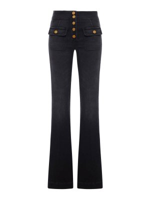 SEAFARER: flared jeans - Anais Flare Denim Jeans With Gold Buttons