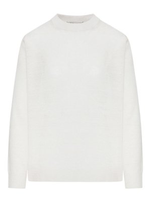 S MAX MARA: Strickpullover mit Rundhalsausschnitt - Rundhalspullover - Weiß