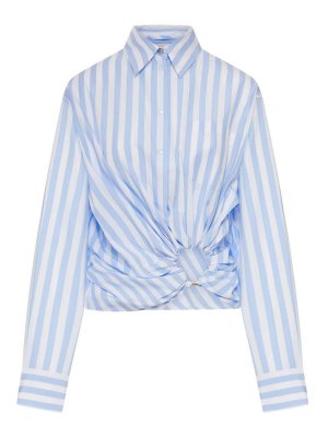 SPORTMAX: shirts - Palmizi Cropped Cotton Shirt With Front Knot
