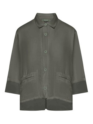 TRANSIT: shirts - 3/4 Sleeve Linen Shirt With Georgette Inserts