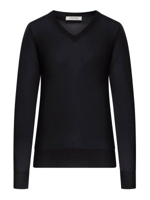 S MAX MARA: Strickpullover mit Rundhalsausschnitt - Rundhalspullover - Schwarz