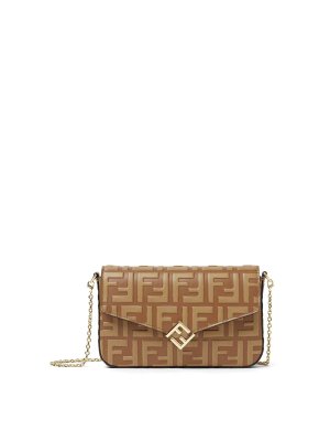 FENDI: wallets & purses - Two-Tone Ff Leather Wallet
