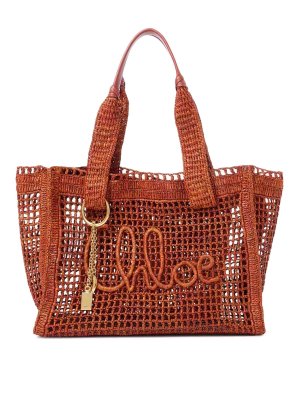 CHLOE': totes bags - East-West Summer Banana Tote Bag In Raffia
