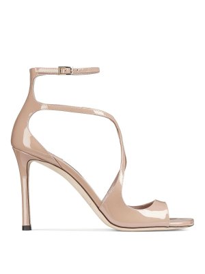 JIMMY CHOO: sandali - Sandali Azia95 in vernice rosa pastello