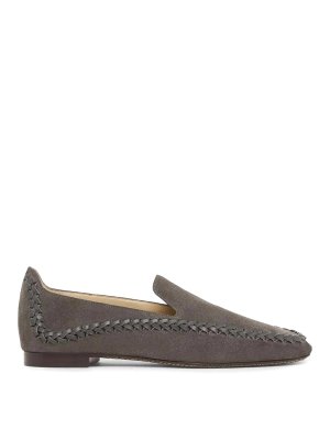 GIORGIO ARMANI: trainers - Slip-On Suede Sneakers With Woven Embroidery