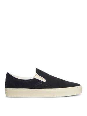 TOM FORD: trainers - Jude Slip-On Sneakers In Perforated Suede
