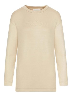 Max Mara: Strickpullover mit Rundhalsausschnitt - Rundhalspullover - Beige