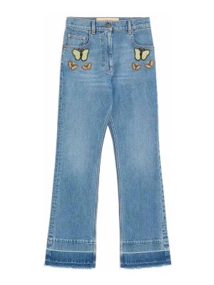 VALENTINO GARAVANI: straight leg jeans - Butterfly Beaded Jeans