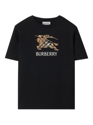 BURBERRY: t-shirts - Equestrian Knight T-Shirt In Checked Cotton