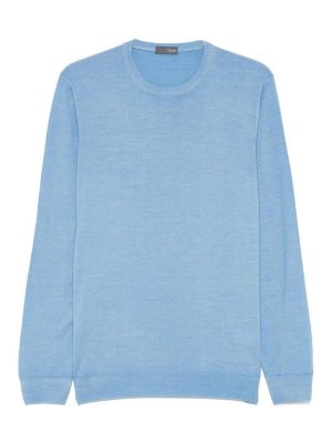 DRUMOHR: Strickpullover mit Rundhalsausschnitt - Rundhalspullover - Blau