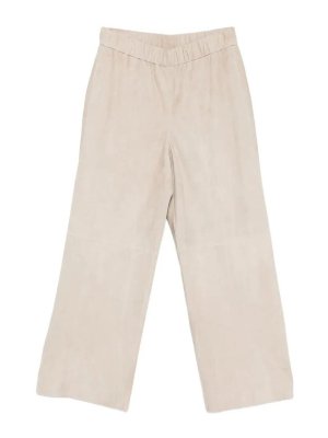MANZONI24: Pantalons en cuir - Pantalons En Cuir - Beige