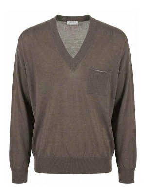 PESERICO: Strickpullover mit Rundhalsausschnitt - Rundhalspullover - Braun