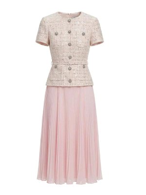 Self Portrait: knee length dresses - Sequin Boucle Tailored Midi Dress