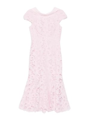 Self Portrait: knee length dresses - Lace Scoop Back Midi Dress