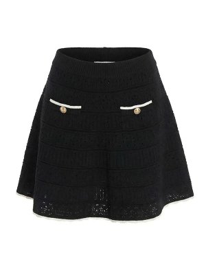 Self Portrait: mini skirts - Pointelle Knit Mini Skirt