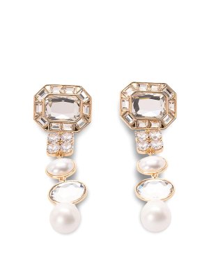 Self Portrait: Earrings - Crystal Pearl Tiered Earrings