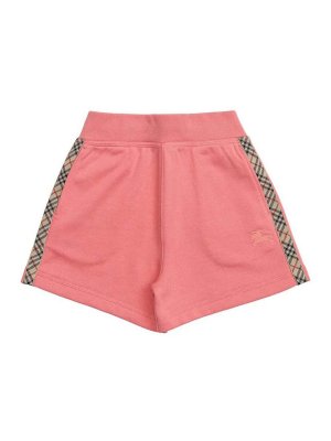 BURBERRY: Trousers Shorts - Check Trim Cotton Shorts