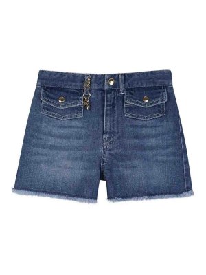 CHLOE': Trousers Shorts - Patch Pocket Charm-Detail Denim Shorts