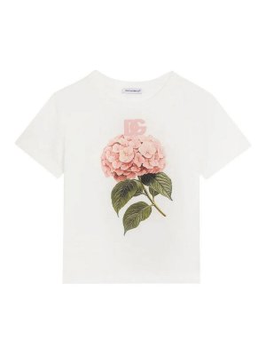 Dolce & Gabbana Jr: t-shirts - Jersey T-Shirt With Print And Dg Logo