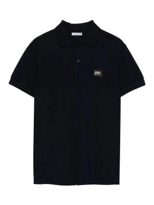 Dolce & Gabbana Jr: polo shirts - Piqu Polo Shirt With Logo Plaque