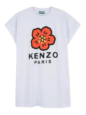 KENZO: knee length dresses - Boke Flower Cotton Dress