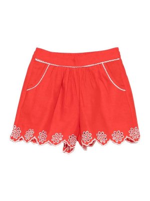 Stella McCartney Kids: Trousers Shorts - Scallop Trim Linen Blend Shorts