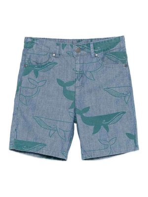 Stella McCartney Kids: Trousers Shorts - Whale Print Denim Shorts