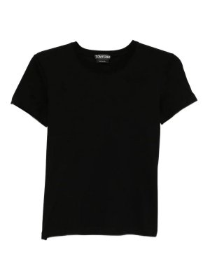 TOM FORD: t-shirt - T-shirt in cotone con ricamo logo Tf