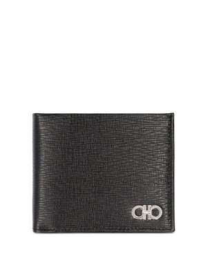 FERRAGAMO: wallets & purses - Hammered Leather Metal Gancini Bi-Fold Wallet