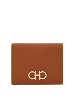 FERRAGAMO: wallets & purses - Gancini Hammered Leather Compact Wallet