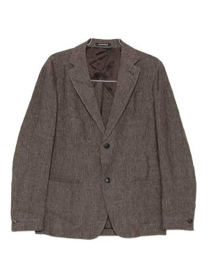 EMPORIO ARMANI: blazers - Linen Single-Breasted Blazer Jacket