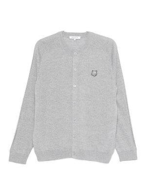 MAISON KITSUNÉ: cardigans - Fox Head Wool Cardigan