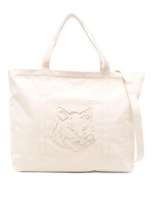MAISON KITSUNÉ: totes bags - Fox Head Xl Canvas Tote