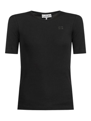 GANNI: Camisetas - Camiseta - Negro