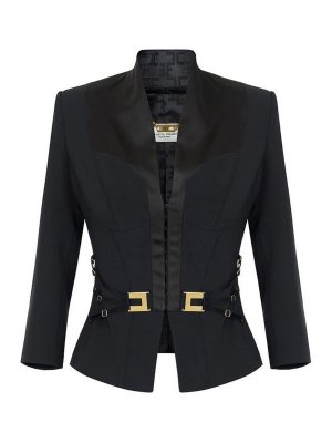 ELISABETTA FRANCHI: padded jackets - Double-Layer Stretch Crepe And Satin Jacket