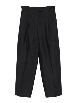 Max Mara: belts - Straight Trousers In Linen And Silk Efedra