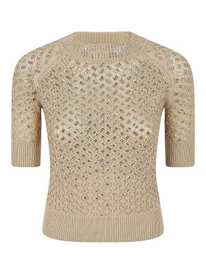 ERMANNO SCERVINO: Strickpullover mit Rundhalsausschnitt - Rundhalspullover - Beige