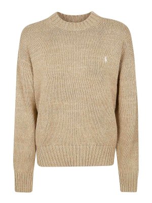 POLO RALPH LAUREN: Strickpullover mit Rundhalsausschnitt - Rundhalspullover - Beige
